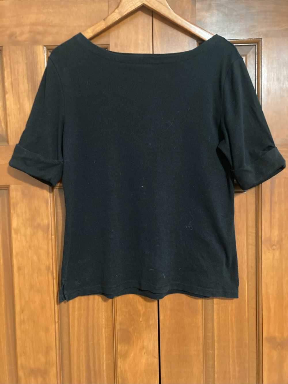Lauren Ralph Lauren Black Boatneck Short Sleeve Top 100% cotton women’s XL